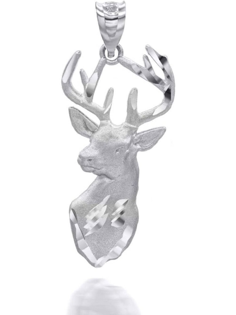 Sterling Silver Stag Deer Head Charm | Hunter Pendant or Necklace Choice